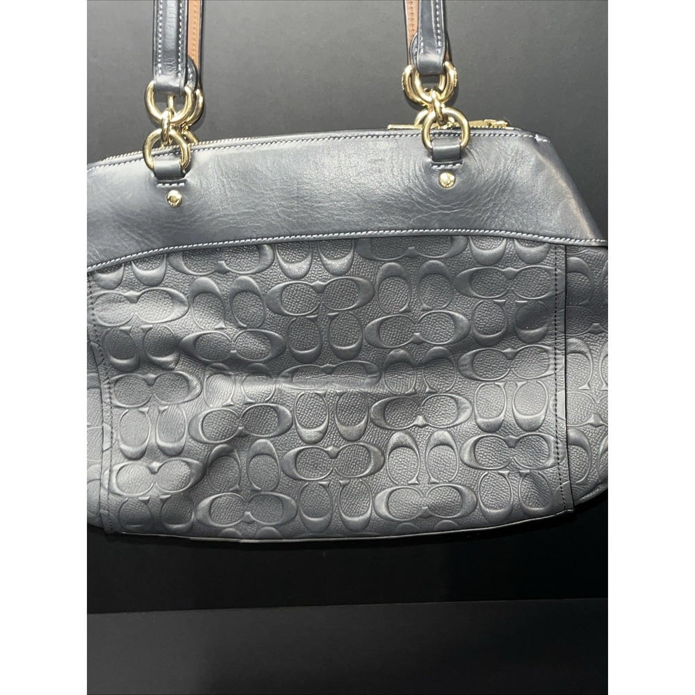 Coach Brooke Carryall in Midnight Blue Signature Embossed Leather Top Handle - Picture 7 of 14